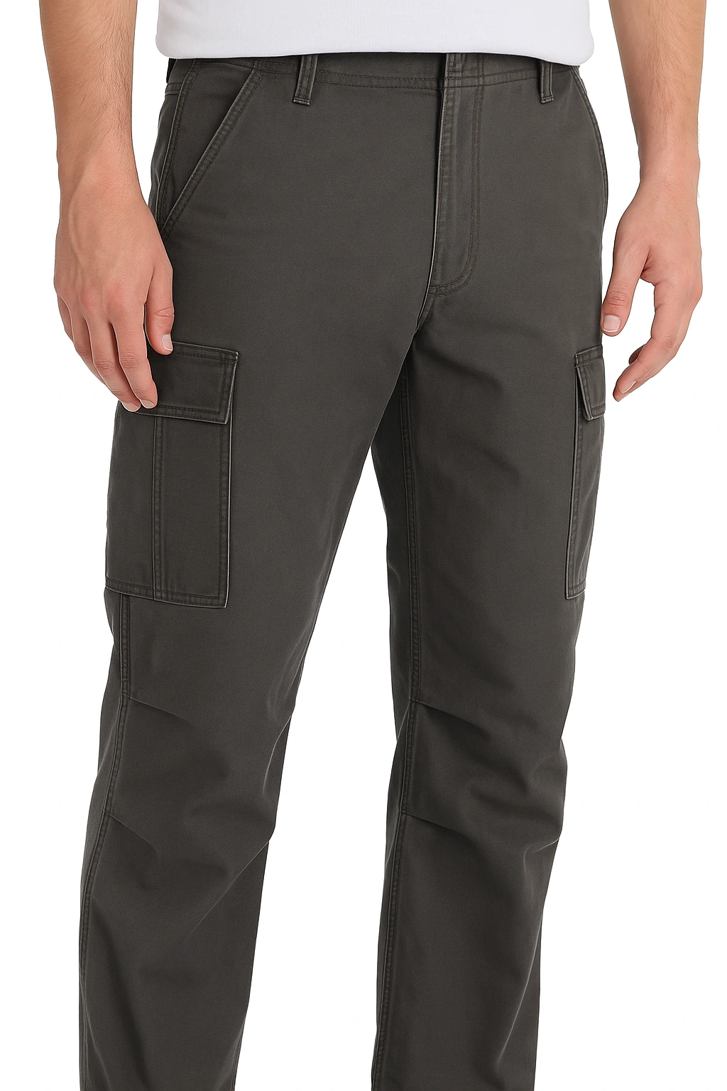 מכנסי עבודה Carhartt Rigby Cargo בצבע אפור – תצוגה קדמית על רקע לבן
