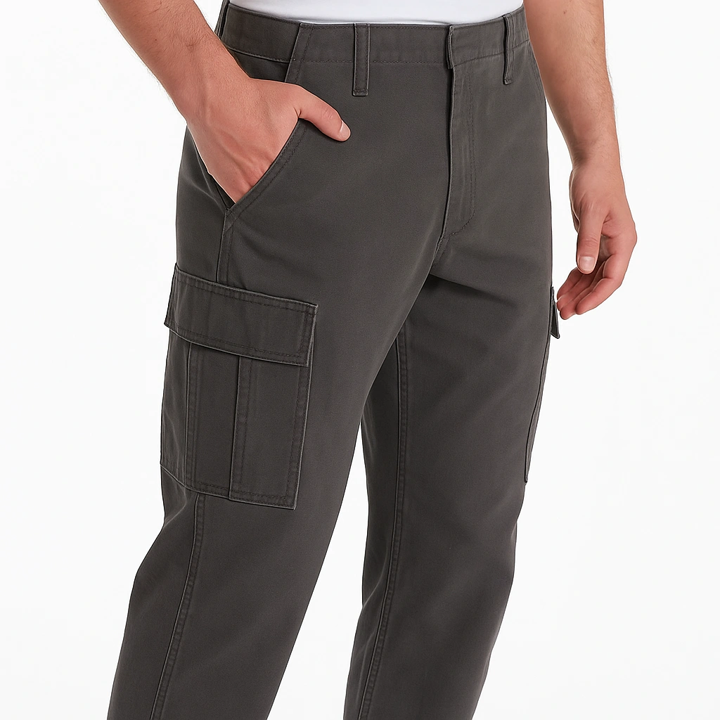 מכנסי עבודה Carhartt Rigby Cargo בצבע אפור – תקריב על כיסי המטען המחוזקים